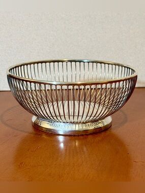 Vtg Gorham Silver-Plated Wire Fruit Basket Bowl YC741 Mid Century Modern Italy
